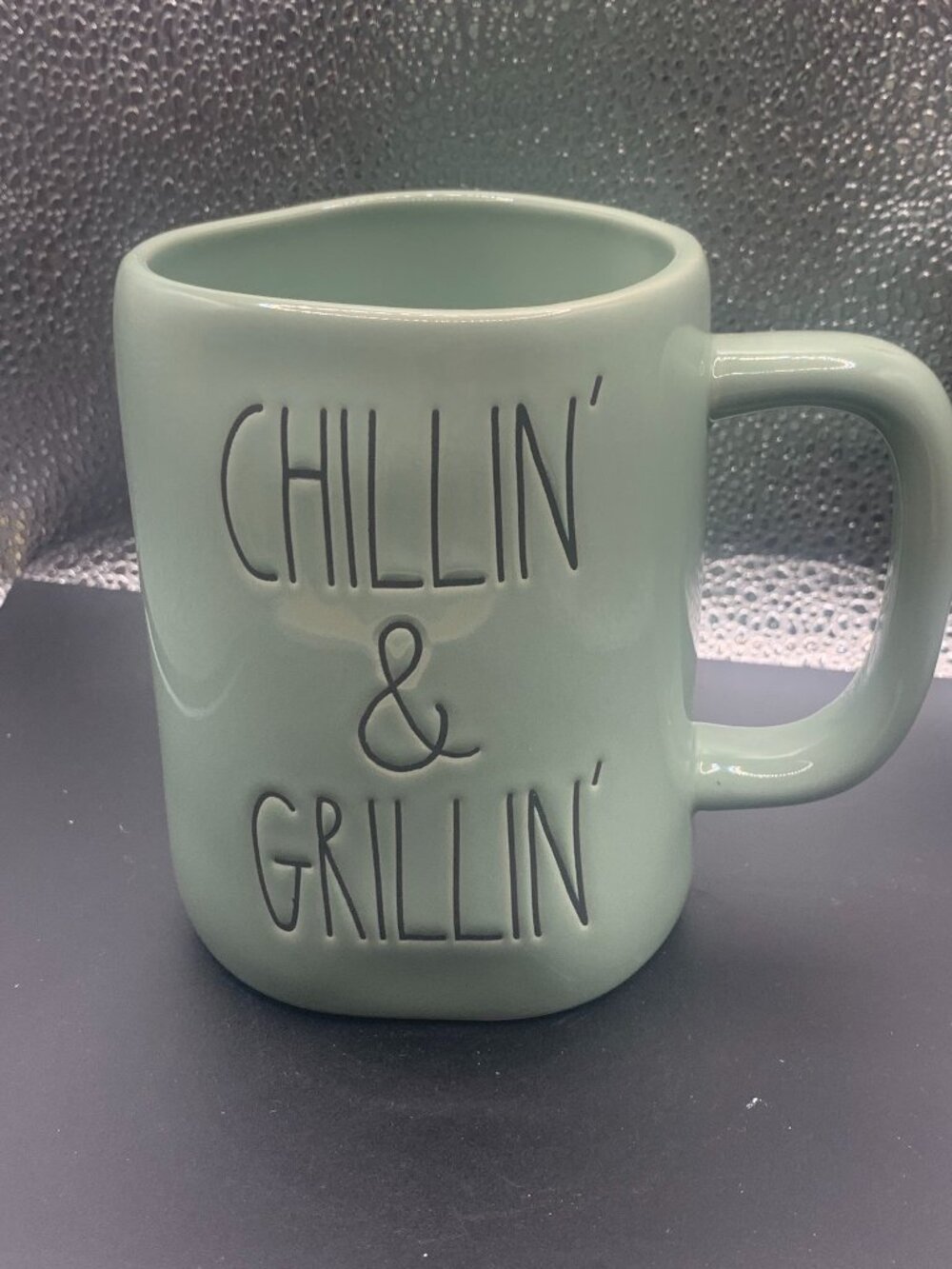 Rae Dunn Green "Chillin' & Grillin' Ceramic 16oz Coffee Mug